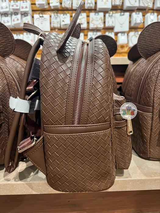 DLR/WDW - Loungefly Mickey Ear Chocolate Intrecciato Pleather Backpack