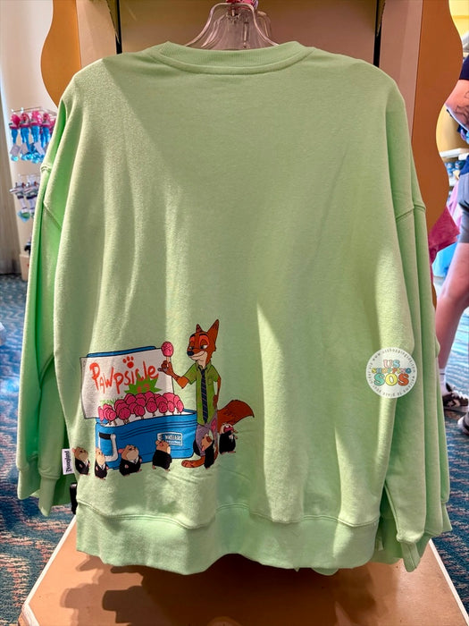 DLR/WDW - Zootopia Nick Wilde Pawpsicle Embroidered Park Logo Lime Green Pullover (Adult)