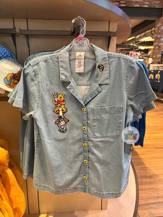 DLR/WDW - Winnie the Pooh & Friends 2026 - Denim Short Sleeve Button-Up Embroidered Shirt (Adult)