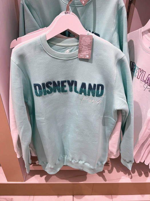DLP “Paris Disneyland” Letters Embroidered Pullover Sweatshirt Color: Light Blue (Adults)