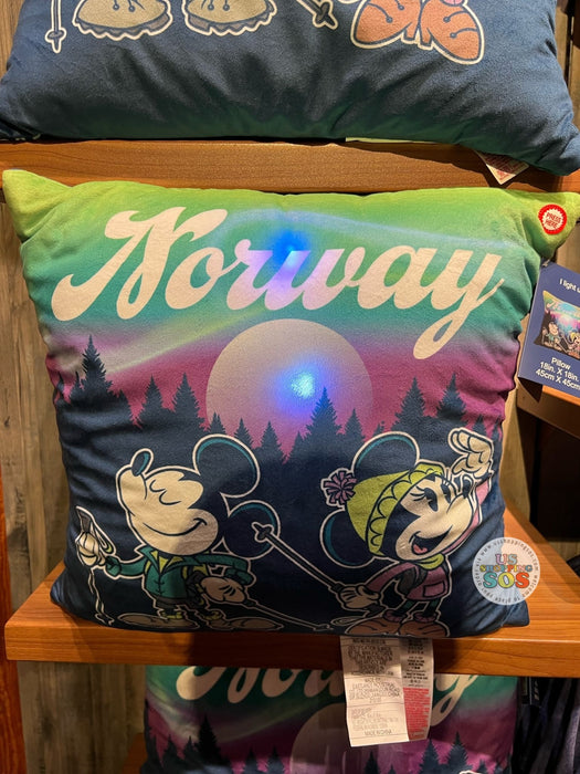 WDW - Epcot World Showcase Norway 🇳🇴 - Mickey and Minnie Aurora Time 2025 - Light-Up Cushion Pillow
