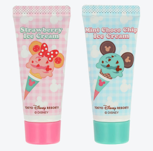 TDR - 2026 Mickey & Friends "Food Theme" x Mickey & Minnie Mouse Strawberry & Mint Choco Chip Ice Cream Sun Block Creams Set of 2 (Release Date: Apr 30, 2026)