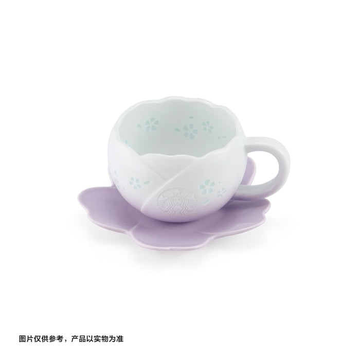 Starbucks China - Twilight Sakura 2026 - 3S. Cherry Blossom Jingdezhen Linglong Craft Porcelain Mug & Saucer Set 320ml