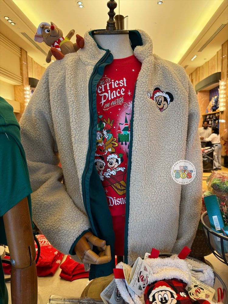 DLR/WDW - Christmas 2025 - Santa Mickey Park Logo Cream Sherpa Jacket (Adult)