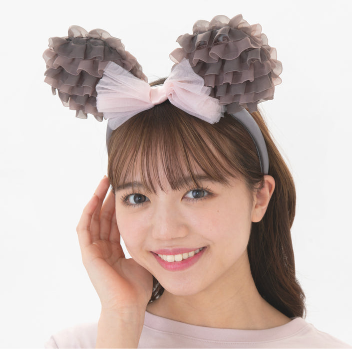 TDR - Minnie Mouse Ruffle ‘Black & Brown’ Ears Headband (Release Date: Apr 17, 2025)