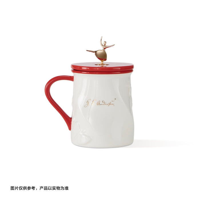 STARBUCKS White Ceramic Travel Mug Cup Handle 16 oz. with Lid