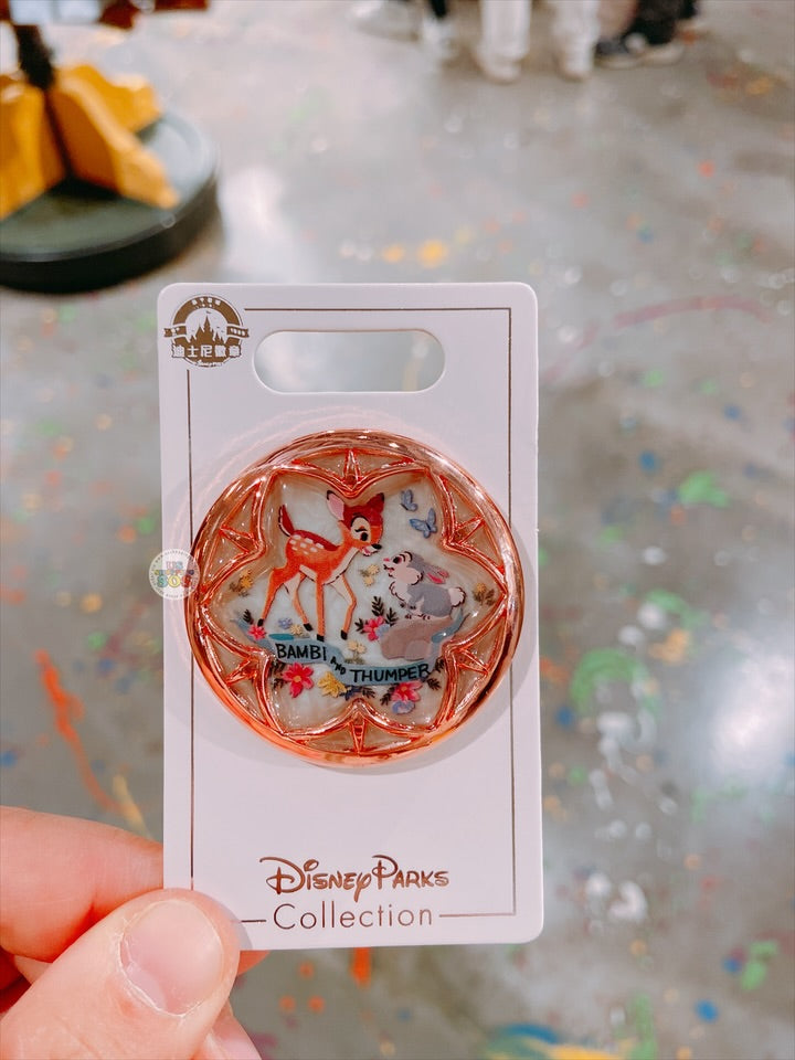 SHDL - Rose Gold Color Frame Pin Badge x Bambi & Thumper