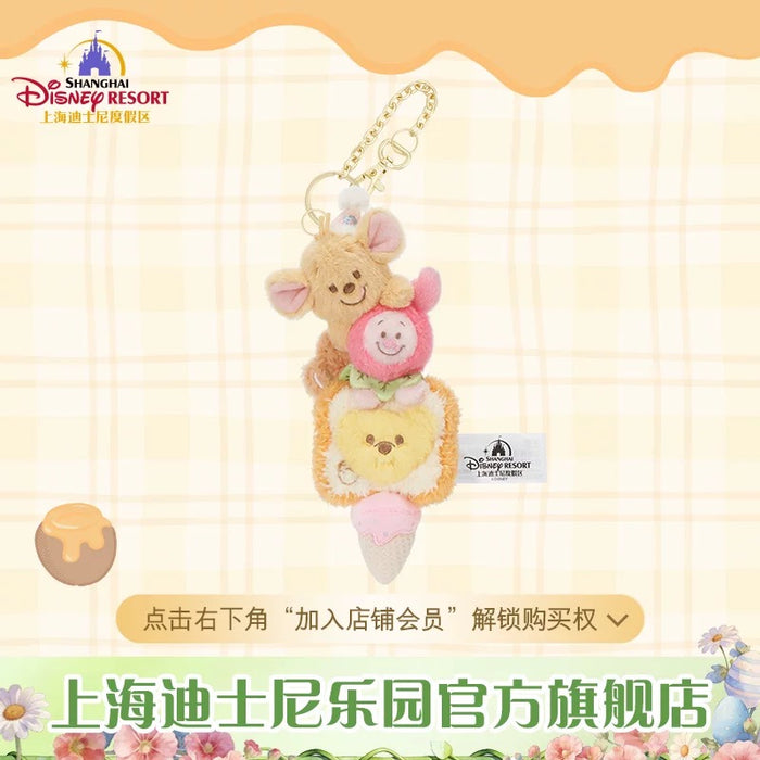 SHDL - 2026 Winnie the Pooh & Friends Spring Picnic Collection x Winnie the Pooh, Piglet & Roo "Ice Cream" Cone Shaped Plush Keychain