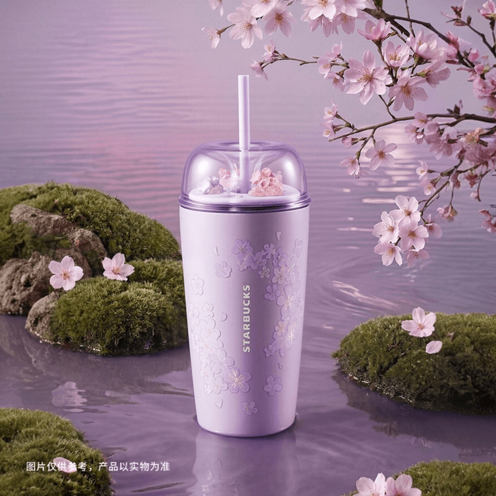 Starbucks China - Twilight Sakura 2026 - 19O. Cherry Blossom Falling Stainless Steel Straw Cup 560ml