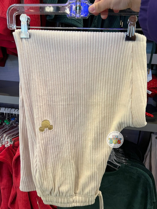 DLR/WDW - Christmas 2025 - Embroidered Mickey Icon Cream Corduroy Lounge Pants (Adult)