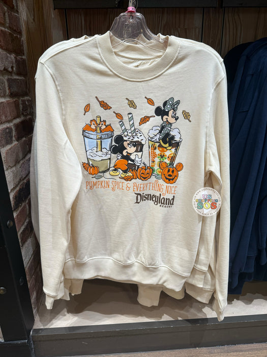 DLR/WDW - Mickey & Minnie Pumpkin Spice & Everything Nice Cream Pullover (Adult)