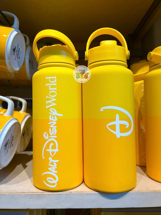 WDW Exclusive - Logo Mania 2026 Popcorn on Main Street - Bright Yellow Walt Disney World Stainless Steel Water Bottle 1L
