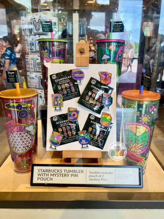 WDW - Starbucks Neon Iconography - “Disney’s Animal Kingdom” Cold-Cup Tumbler with 2 Mystery Pins