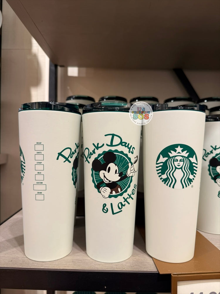 DLR/WDW - Starbucks Mickey Park Days & Lattes Pale Green Stainless Steel ToGo Tumbler