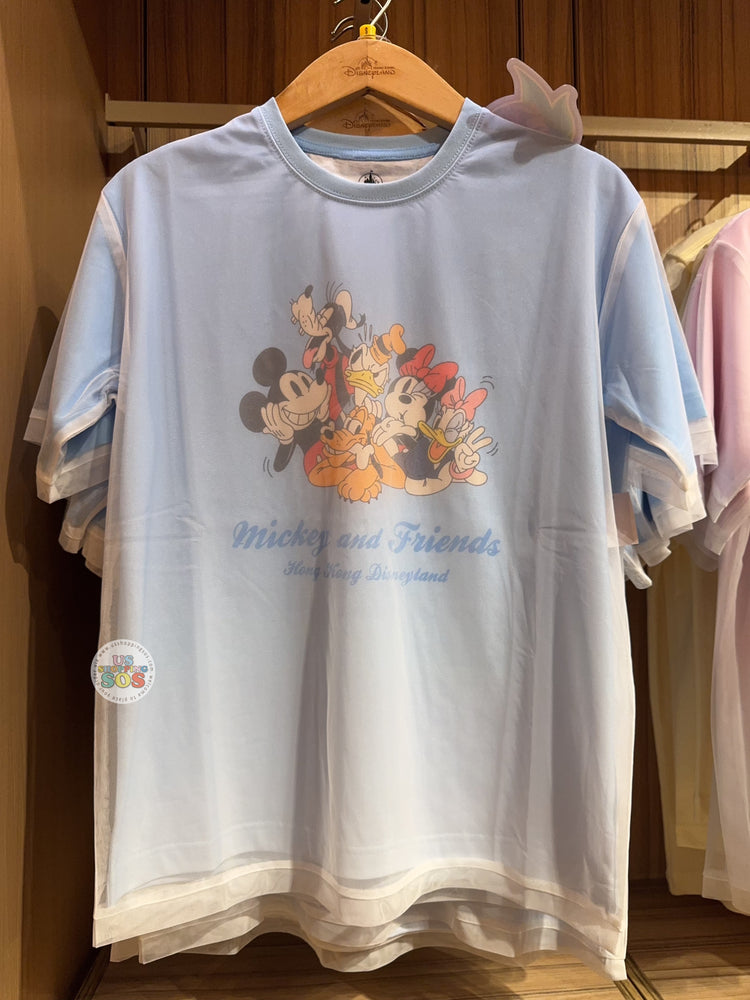 HKDL - 2026 Mickey Mouse and Friends Mesh-Layered T Shirt Color: Light Blue (Adults)