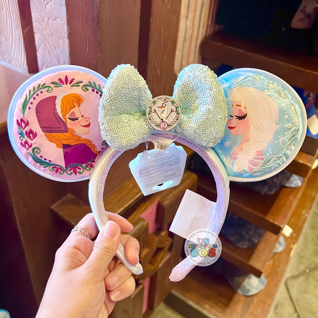 DLR/WDW - Frozen 10th Anniversary - Elsa, Anna & Olaf Sequin Bow Ear  Headband