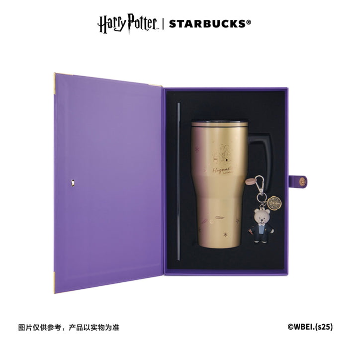 Starbucks China - Harry Potter x Starbucks - Thermos Hogwarts Holiday Stainless Steel Straw ToGo Tumbler 880ml with Bearista Keychain