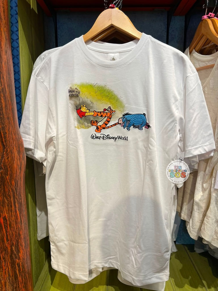 DLR/WDW - Winnie the Pooh & Friends 2026 - Pooh, Tigger & Eeyore Park Logo White Embroidered T-shirt (Adult)