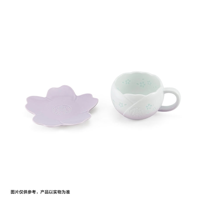 Starbucks China - Twilight Sakura 2026 - 3S. Cherry Blossom Jingdezhen Linglong Craft Porcelain Mug & Saucer Set 320ml