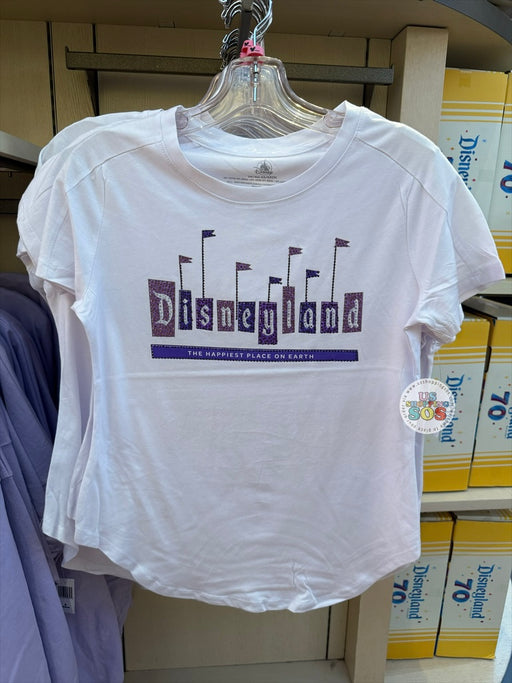 DLR - 70th Anniversary Finale - Disneyland Marquee Rhinestone White T-shirt (Adult)