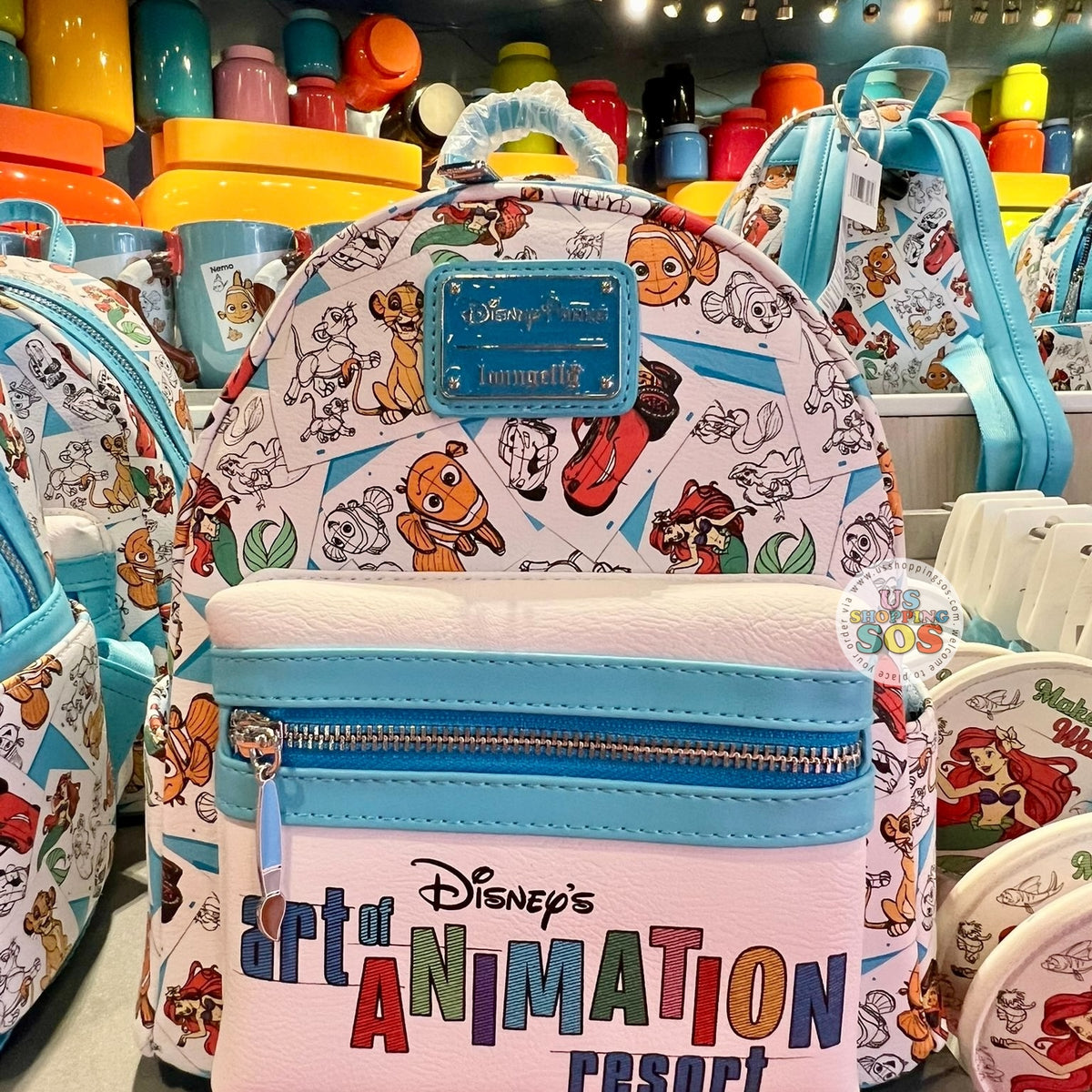 Disney Parks 2024 Art Of Animation Resort Ariel Nemo Cars Backpack Bag Loungefly New Disney main image 4