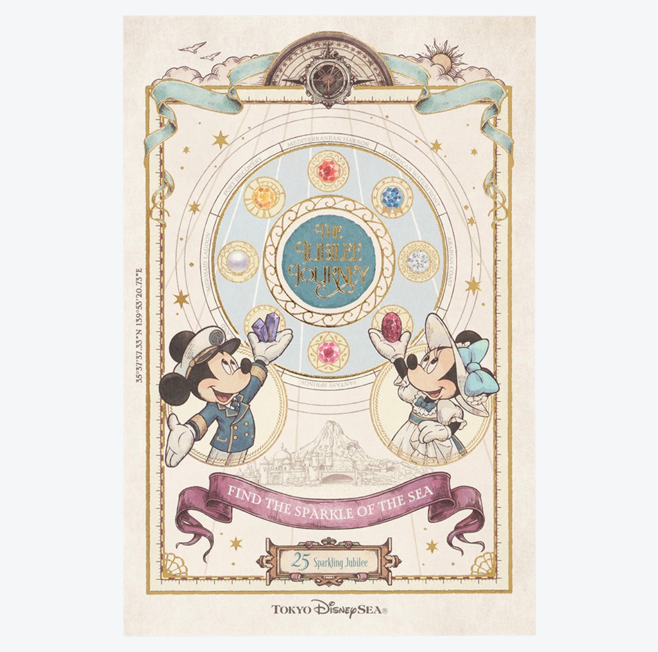 TDR - Tokyo DisneySea 25th Anniversary "The Jubilee Journey" x Mickey & Minnie Mouse "Typical Costumes" Post Card (Release Date: May 25, 2026)