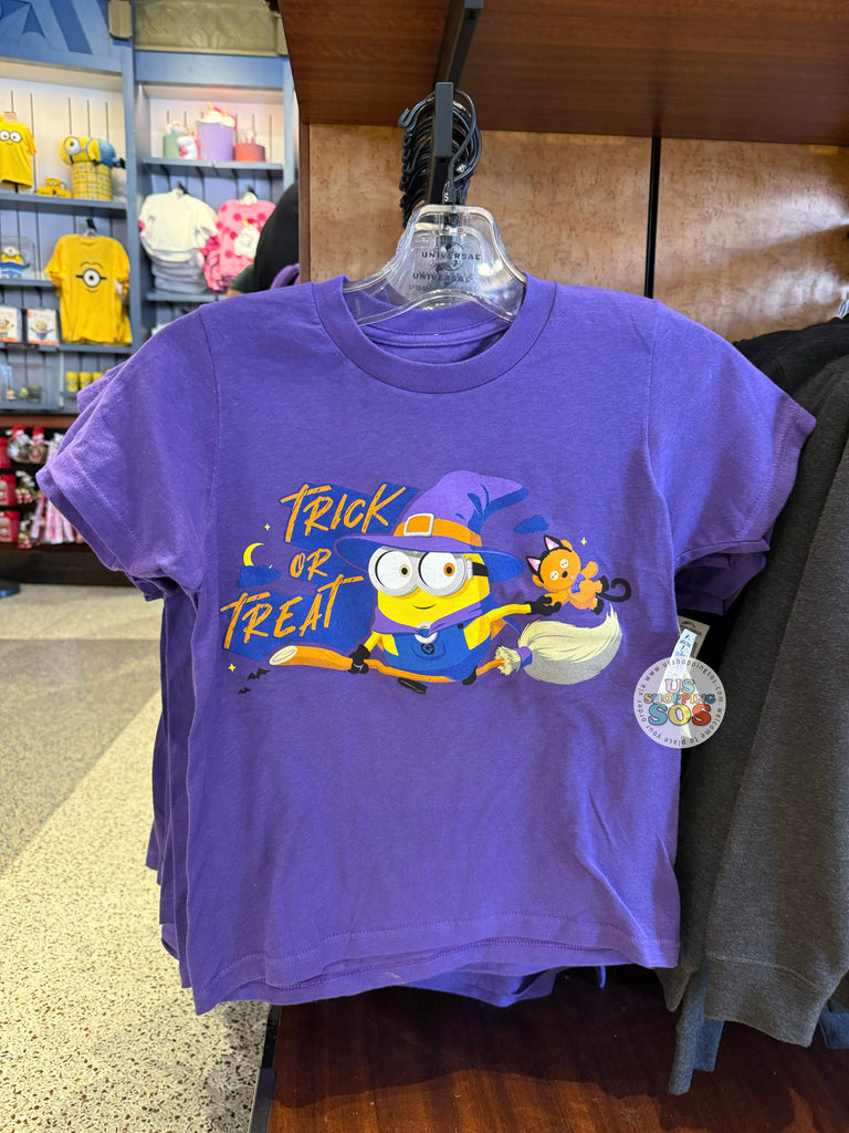 Universal Studios Trick or Treat Minions 2025 Boo Tim Witch Purple  T-shirt (Youth)