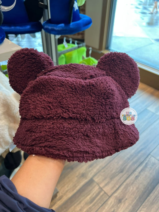 DLR/WDW - Mickey Fluffy Sherpa Wine Ear Bucket Hat (Adult)