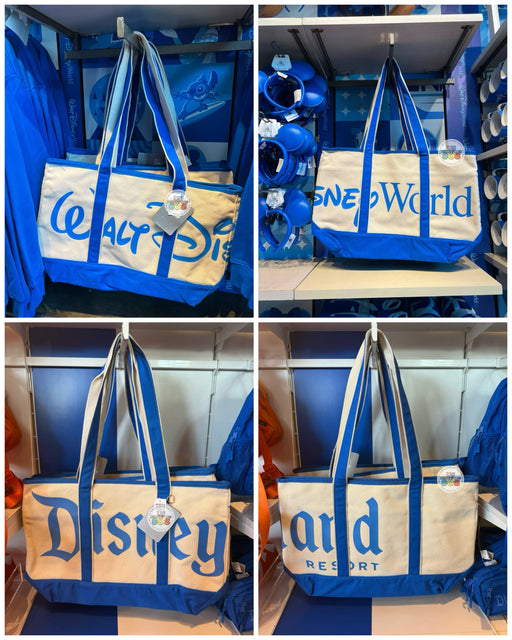 DLR/WDW - Logo Mania 2026 Last Day of Trip Blues - Cobalt Blue Park Logo Canvas Tote Bag
