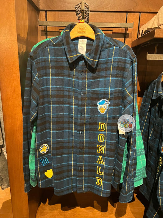 DLR/WDW - Donald Duck Black/Blue Flannel Plaid Shirt (Adult)