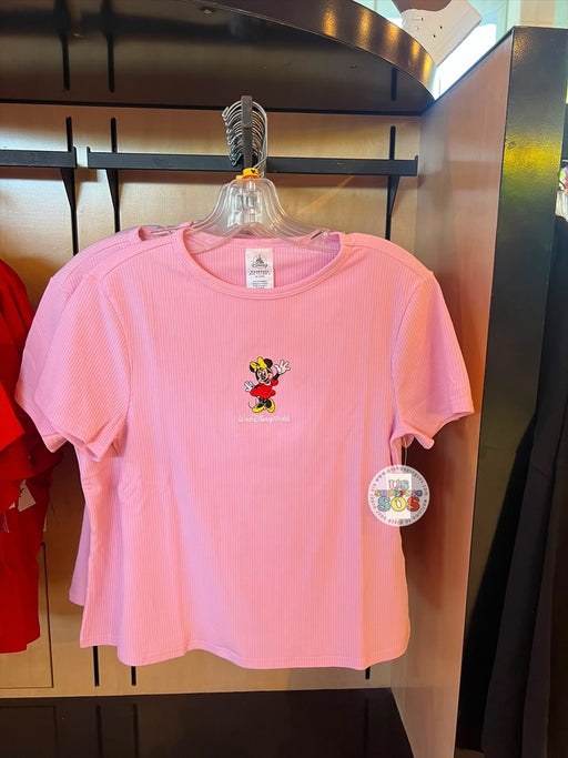 DLR/WDW - Classic Minnie Park Logo Embodied Pink Top (Adult)
