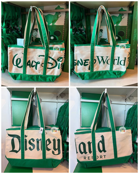DLR/WDW - Logo Mania 2026 The Tiki Tiki Tiki Room - Emerald Green Park Logo Canvas Tote Bag