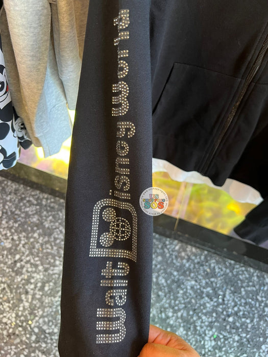 DLR/WDW - Crystal Mickey Icon Park Logo Black Hoodie Zip Jacket (Adult)