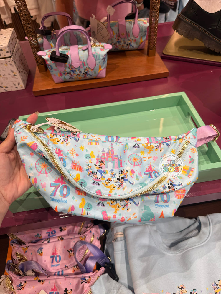 DLR - Stoney Clover Lane - Disneyland 70th Anniversary Mickey & Friends Baby Blue Jumbo Fanny Pack