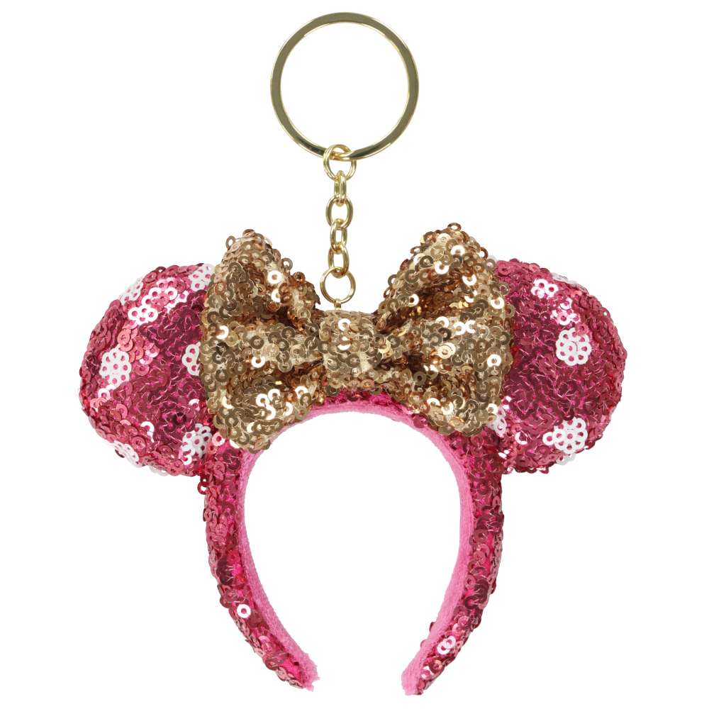TDR - Minnie Pink Sequin Gold Color Bow Ear Headband Keychain (Release Date: Nov 20, 2025)