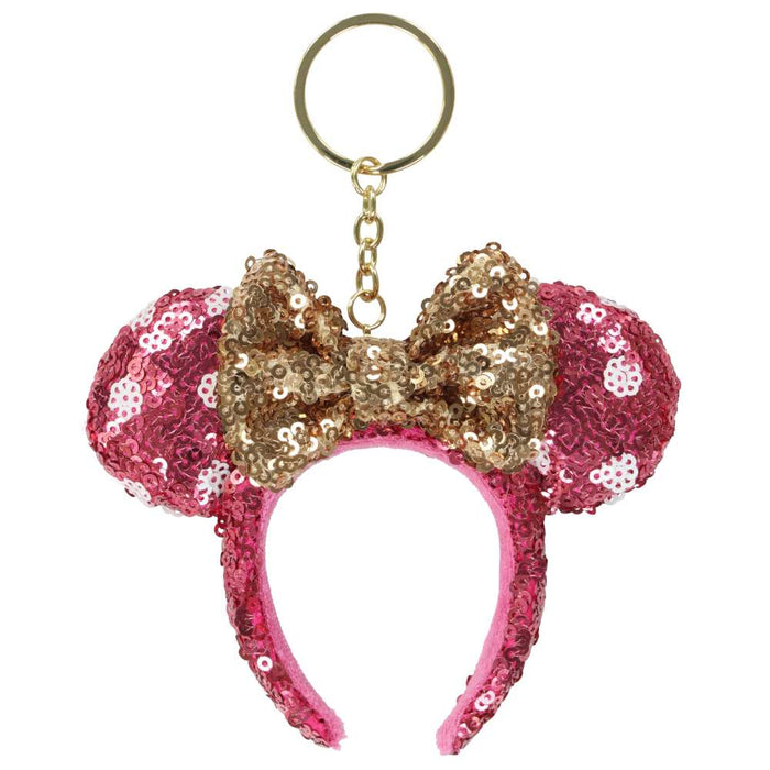 TDR - Minnie Pink Sequin Gold Color Bow Ear Headband Keychain (Release Date: Nov 20, 2025)