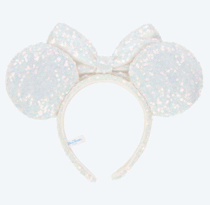 TDR - Minnie Mouse "Sparkling White" Sequin Bow Ear Headband (Release Date: July 18, 2024)