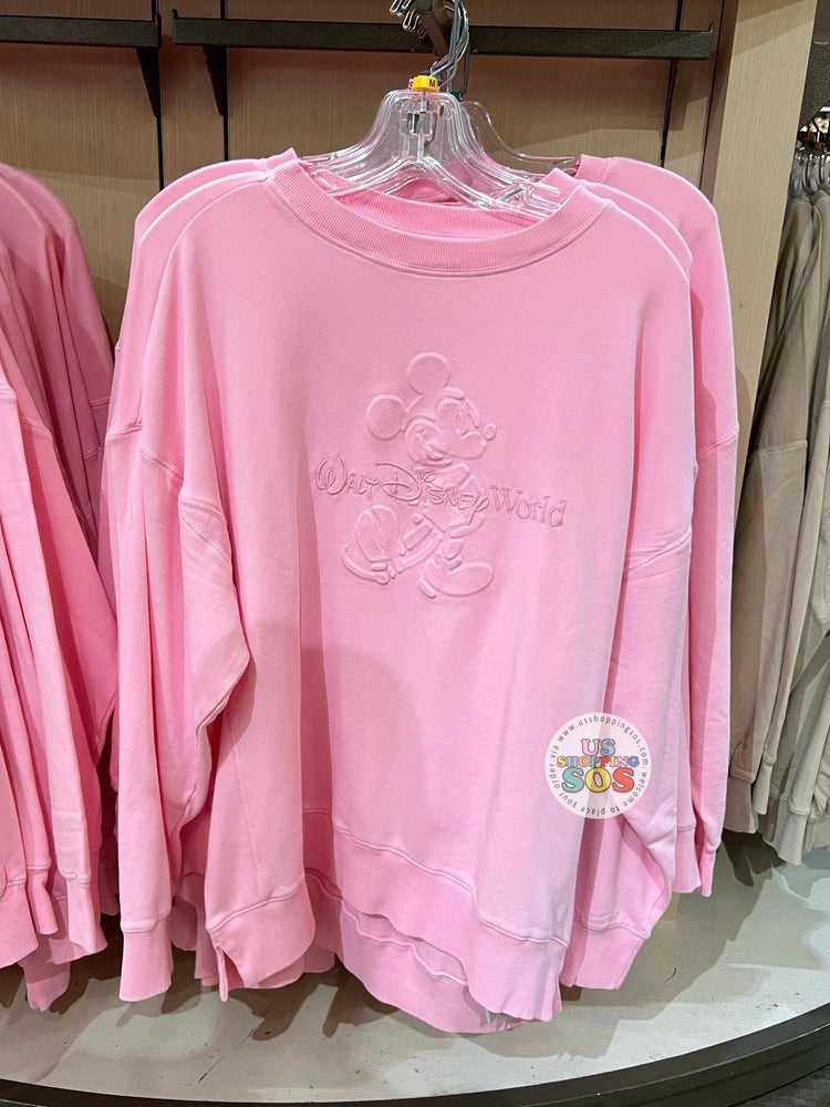 DLR/WDW - Classic Mickey Embroidered Park Logo Baby Pink Pullover (Adult)