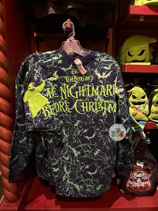 DLR/WDW - Spirit Jersey Oogie Boogie “Tim Burton’s The Nightmare Before Christmas” Glow-In-Dark Neon Green Black Pullover (Adult)