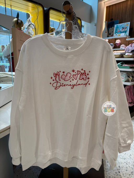 DLR/WDW - Disney Girly 2026 - Ribbon, Ear Hat, Hearts & Castle White Pullover (Adult)