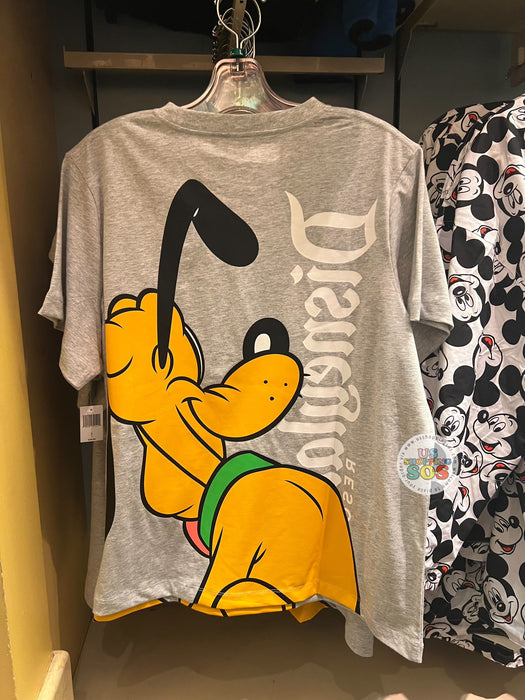 DLR/WDW - Classic Mickey & Friends - Pluto Double-Sided Light Grey Graphic T-shirt (Adult)
