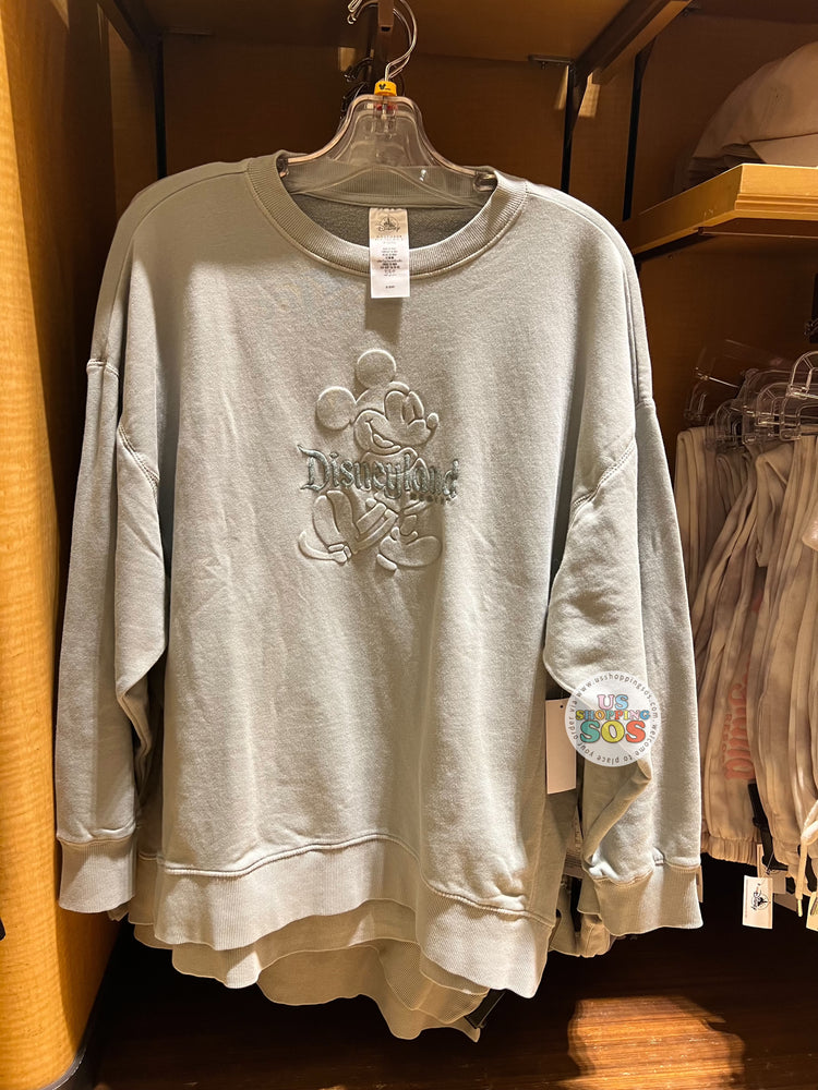 DLR/WDW - Classic Mickey Embroidered Park Logo Pale Green Pullover (Adult)
