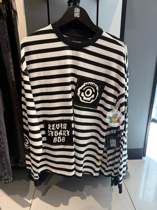 Universal Studios - UNIVRS Skeleton Minions Black and White Stripes Long Sleeve Shirt (Adult)