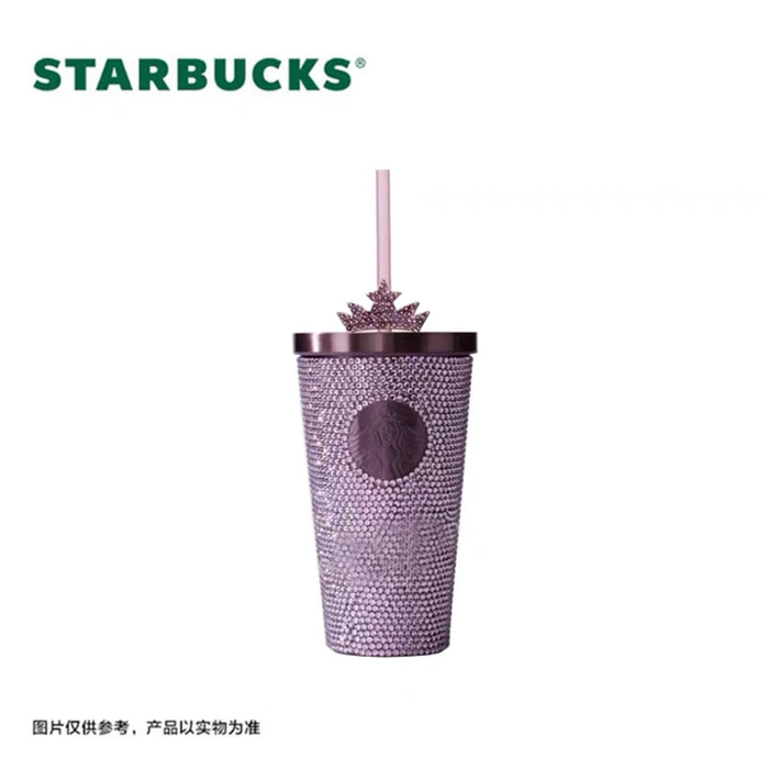 Starbucks China - Cherry Blossom 2024 - 13S. Sakura Purple Shiny Diamond Studded Cold Cup with Crown Topper