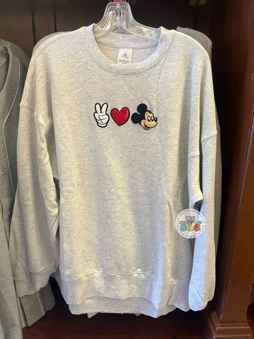 DLR/WDW - ✌🏻Victory ♥️ Heart Mickey Light Grey Pullover (Adult)
