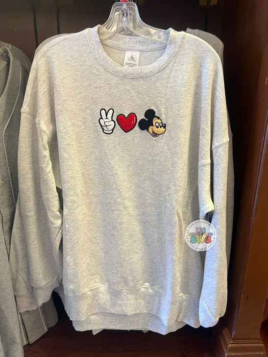 DLR/WDW - ✌🏻Victory ♥️ Heart Mickey Light Grey Pullover (Adult)