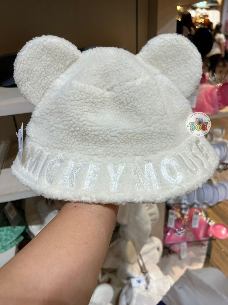 DLR/WDW - Mickey Mouse Fluffy Sherpa White Ear Bucket Hat (Adult 58cm)