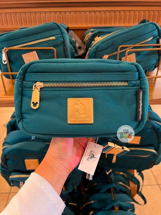 DLR/WDW - Mickey Park Logo Goldtone Hardware Headband Friendly Crystal Teal Fanny Pack