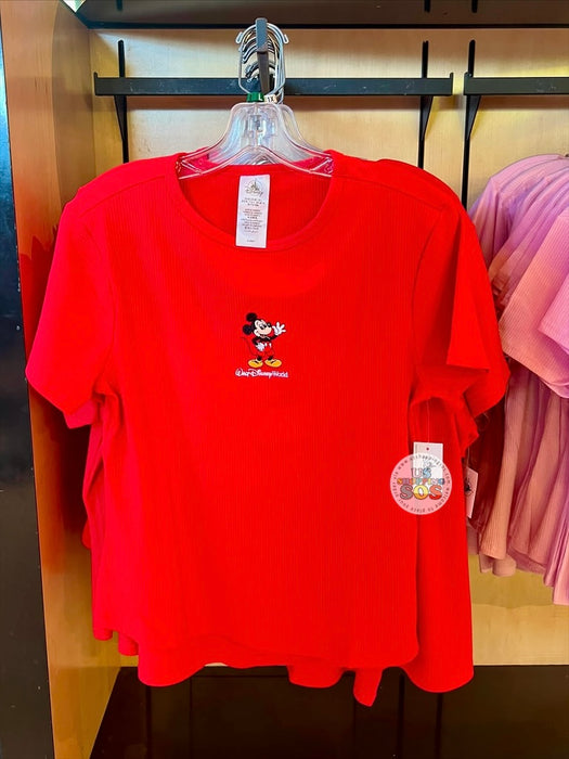 DLR/WDW - Classic Mickey Park Logo Embodied Red Top (Adult)