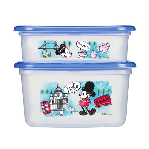 Japan Disney Collaboration - Ziploc® x Disney Spring 2024 - Mickey & Minnie UK-Inspired 🇬🇧 Container Rectangle 480ml & 820ml (1 Each)